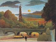 Henri Rousseau Seine and Eiffel-tower in the sunset oil on canvas